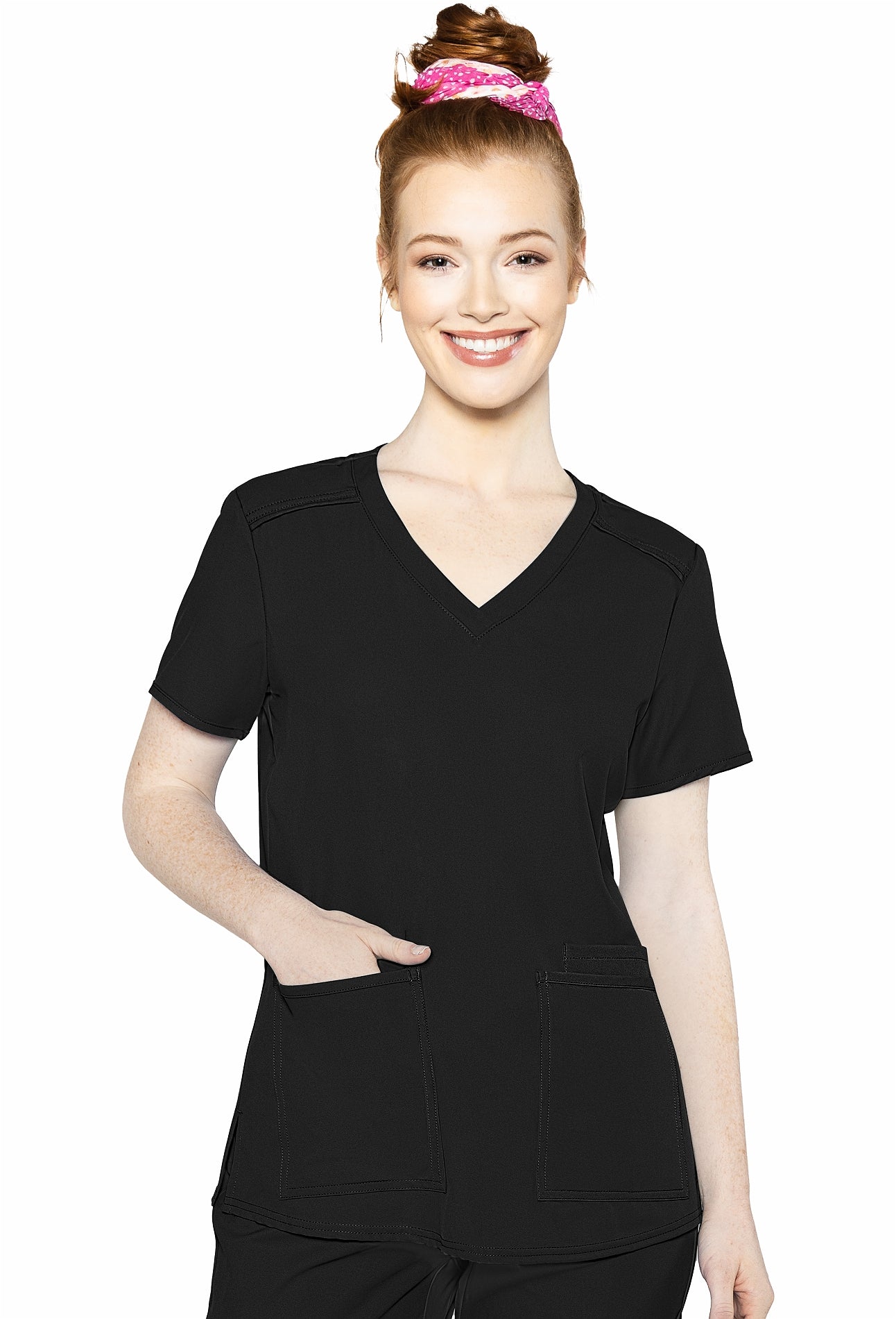 Med Couture 2411 Insight 3 Pocket Scrub Top - Black Moore than Scrubs