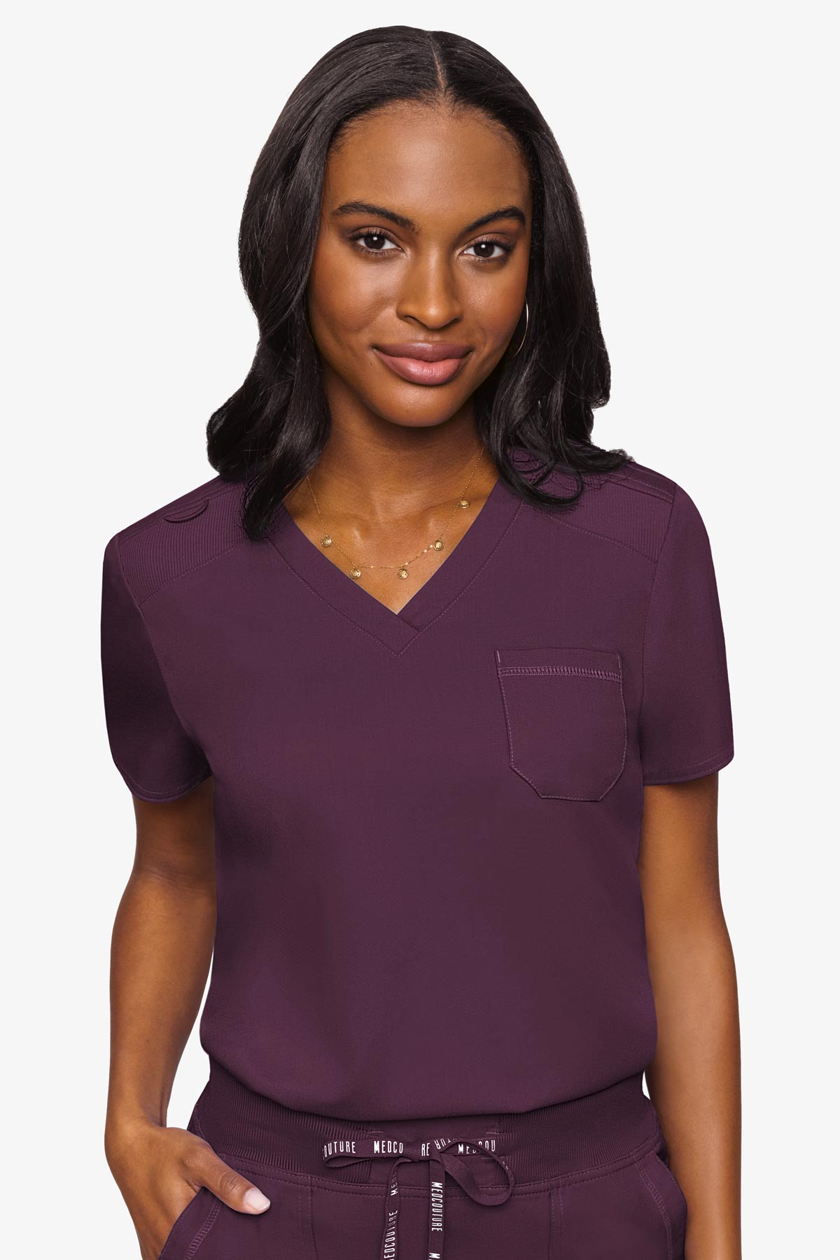 Med Couture 7448 Touch V Neck Tuck In - Wine Moore than Scrubs