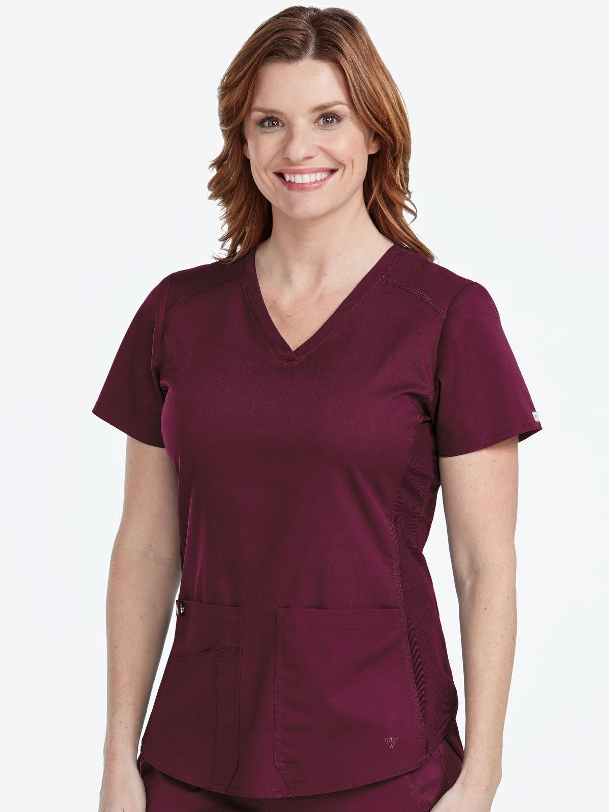 Med Couture 7459 Touch V-NECK SHIRTTAIL TOP - Wine Med Couture